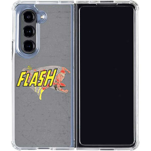 DC Comics The Flash Vintage Action Running Pose Galaxy Z Fold5 5G Clear Case